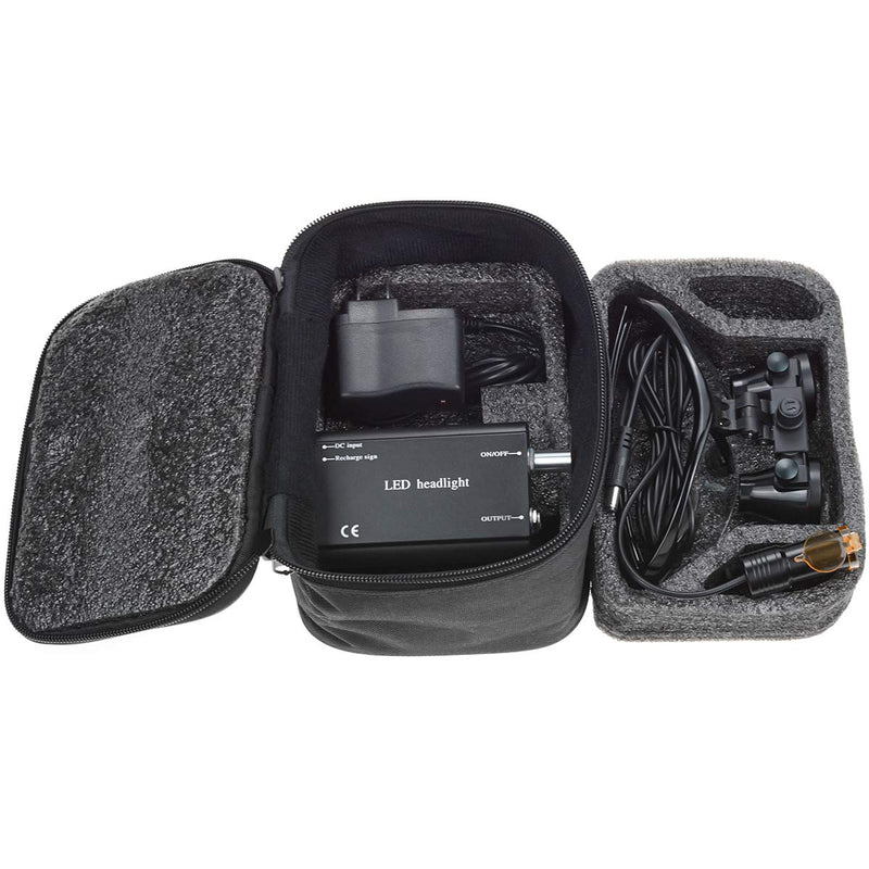 BONEW 3.5 x Surgical Binocular Magnifiers Optical Glass + 5 W LED Headlight Powerful Light with Clip-On Type + Fabric Bag DY-008 (Black) black