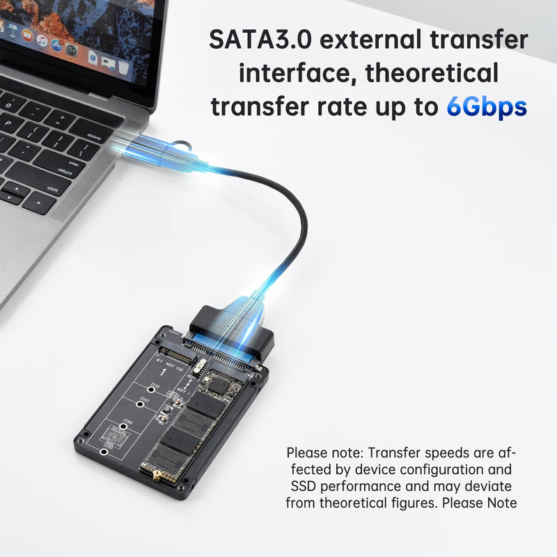 ELUTENG M.2 SATA NGFF to SATA Adapter (Not Support NVME/ M.2 PCIE) 6Gbps Dual NGFF MSATA Adapter B Key/ B&M Key SSD to 2.5" SATA III Converter Adapter Max 4TB Support 2230 2242 2260 2280 SSDs
