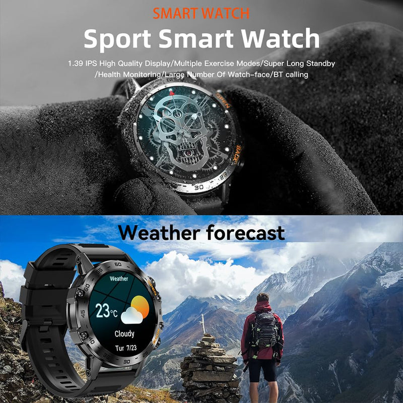 K52 Smart Watch with BT Call for Android/iOS 1.39'' Large IPS Screen Smartwatch Heart Rate Sleep Step Monitor Sport Watches O