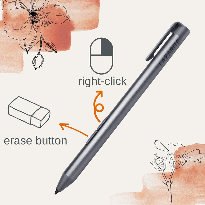 LAZARITE M Pen Grey and 3 Extra Tips, Accessories for Microsoft Surface, Lenovo Yoga, HP Envy Spectre, Asus zenbook vivobook.