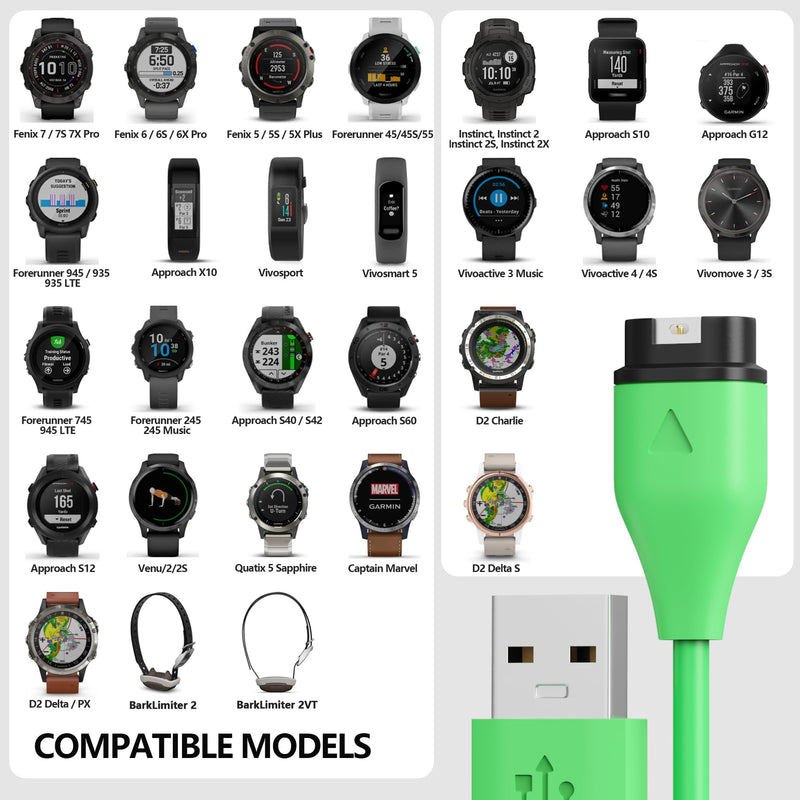 AWINNER Compatible with Garmin Watch Charger Cable (USB A -2 Pack) USB A -2 Pack