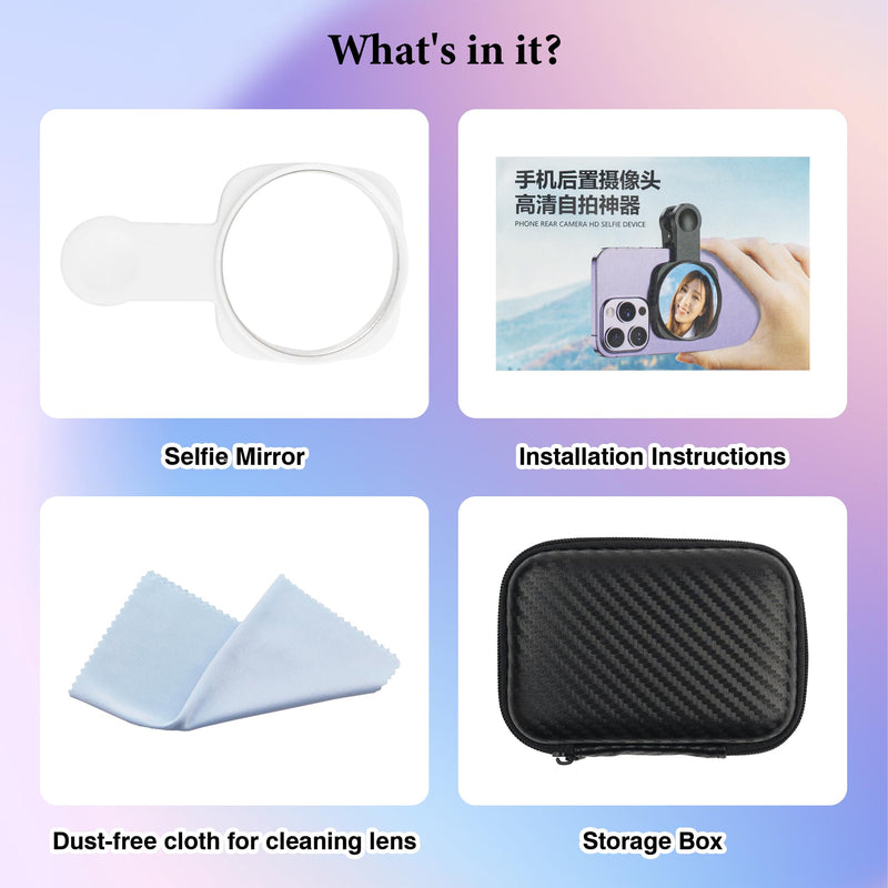 Phone Rear Camera Selfie Mirror - See How You Look in The Back Camera - for High Definition Photos (White)
