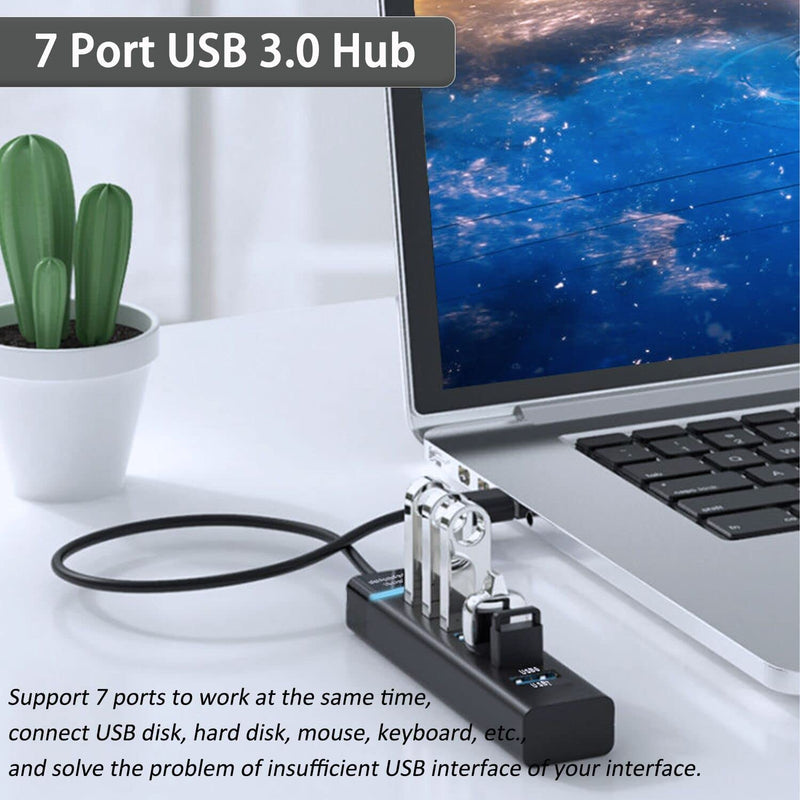 USB Hub 3.0, VIENON 7-Port USB Data Hub Splitter for Laptop, PC, MacBook, Mac Pro, Mac Mini, iMac, Surface Pro and More USB Devices Expand 7 USB