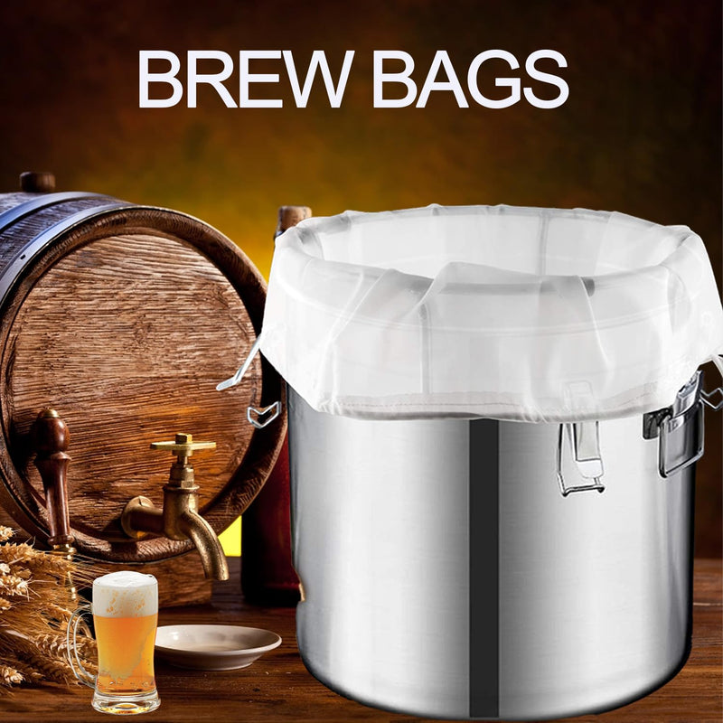 Firavggu Pack of 3 Filter Bags Strainer Bags 200 Micro Press Bags 20 x 30 cm / 30 x 45 cm Brew Bag Nylon Hop Filter Beer White Press Bag Filter Cloth Squeezing Cloth Nut Milk Bag for Fruit Press Wine 200 Micro/ 20*30cm/30*45cm