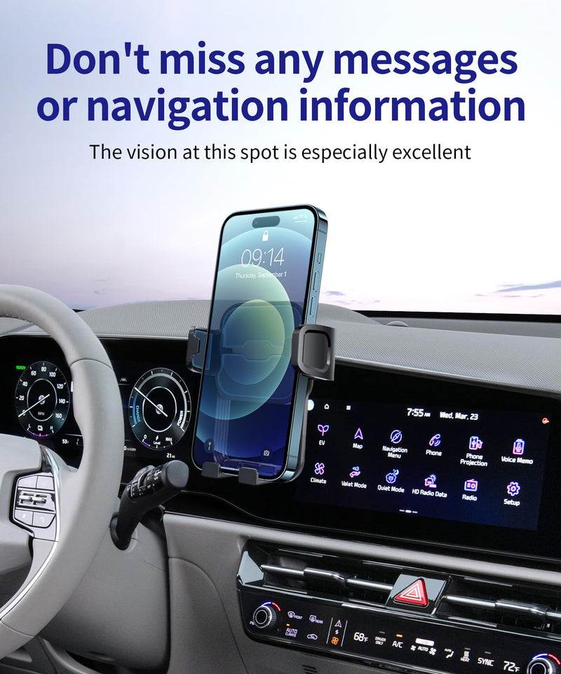 Auto Clamp Car Phone Holder for Kia NIRO/EV/Hybrid 2023-2026 8/10.25"screen | Universal Mechanical clip Cell phone Mount Accessories Fit iPhone Android,Automobile Cradle GPS Dashboard Navigation Bracket