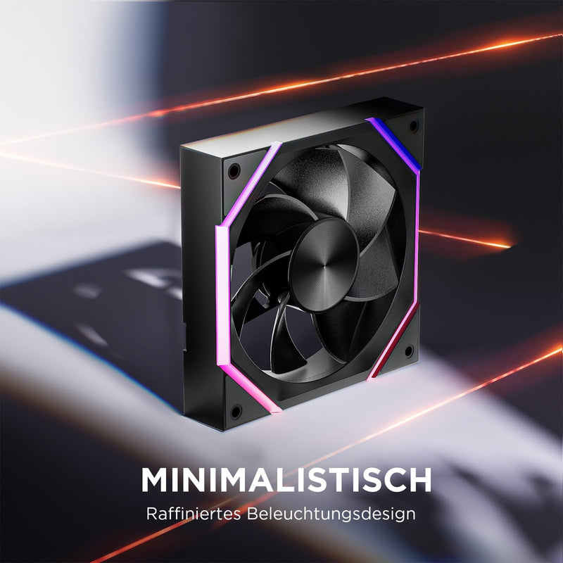 [AUSTRALIA] - AsiaHorse RGB PC Fan 120 mm Reverse Case Fan [Pack of 3] [HDB] 61.5 CFM/2000 RPM/2.16 MMH2O 5V3PIN ARGB and 12V4PIN PWM Fan, 50,000 Hours Life Nyota-A12-R-Black 120MM–Reverse black 