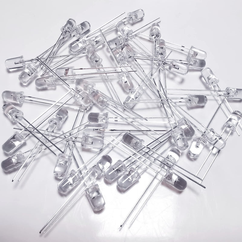 LED Light Emitting diode 3mm high Brightness LED Clear LED Light Emitting Diodes Bulb LED Lamp, 3 mm Round Head Band Edge(Transparent Green Light 120 pcs) Transparent body to Green