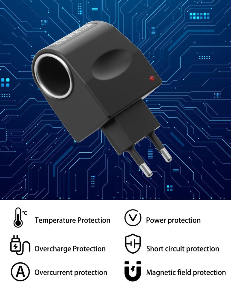 Adapter Cigarette Lighter Socket, 220 V to 12 V Adapter Cigarette Lighter Socket AC to DC Voltage Converter with EU Plug Converter Car Power Supply for Van Truck Step Down Converter
