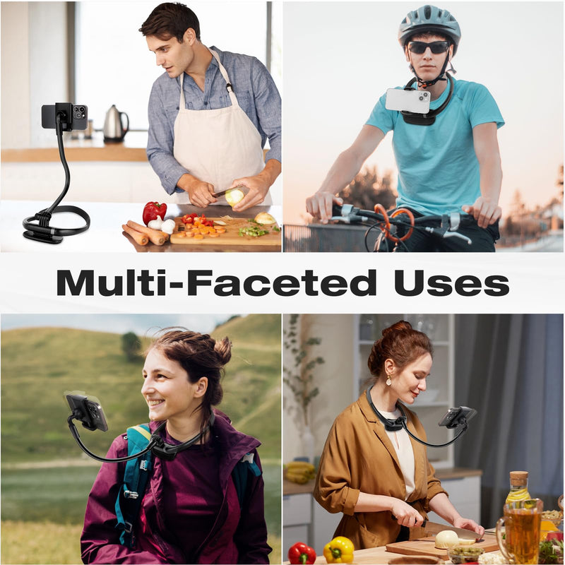 [AUSTRALIA] - Cell Phone Stand, Neck Cell Phone Holder, Hand Free Flexible Gooseneck Phone Holder for Bed, Neck Phone Holder POV/Vlog Selfie Mount, Universal Multi-Functional Phone Stand for 4.7''-6.7'' Phone 