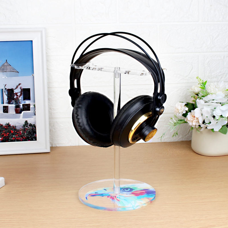 Acrylic Headphone Stand Headset Holder,Transparent Desktop Gaming Headset Stand Hanger Rack for Desk with 2 Earphone Hangers(Color Eagle/Hawk) Color Eagle/Hawk