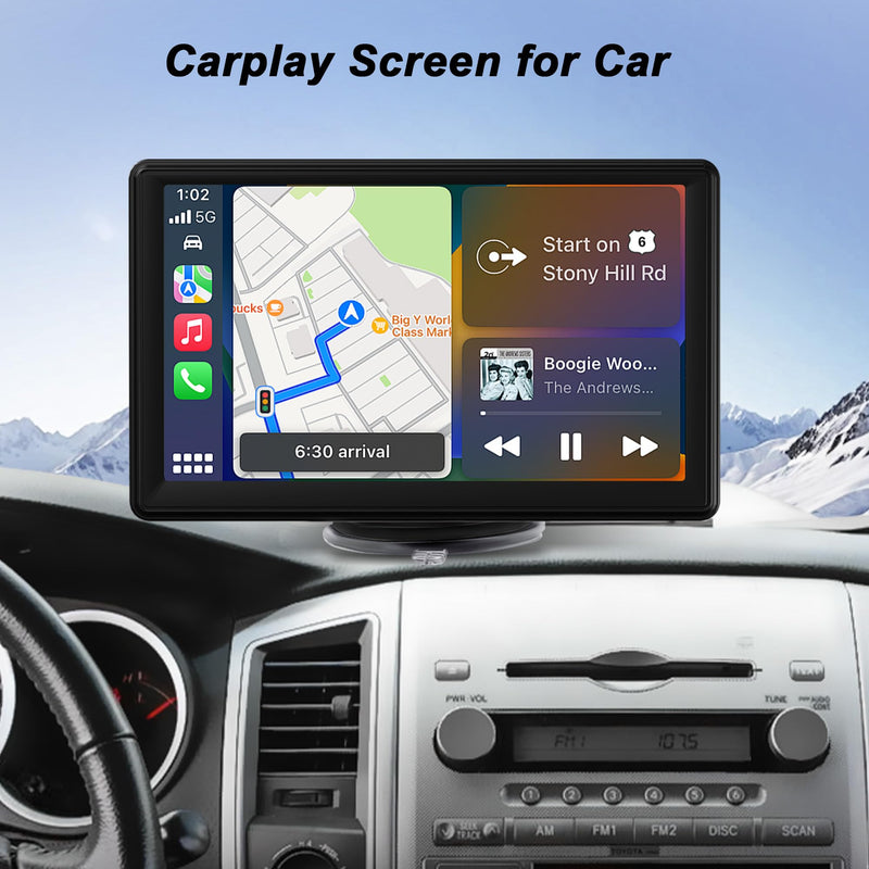 7" Car Radio Stereo with Wireless Carplay & Android Auto: Double Din Car Audio Support FM/MP3/Bluetooth/USB/Aux Input For All 1G