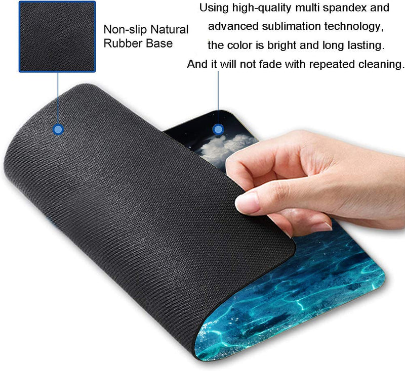 Ocean and Moon Mouse Pad, Moon Illuminating The Clear Blue Ocean Design Mouse Pad, Mouse Mat Square Waterproof Mouse Pad Non-Slip Rubber Base MousePads for Computer Laptop Men Women Kids Ocean and Moon