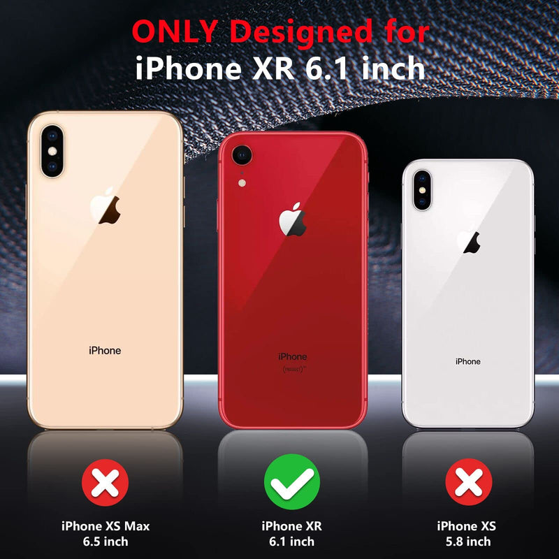 SPIDERCASE for iPhone XR Case, [10 FT Military Grade Drop Protection] [Non-Slip] [2 pcs Tempered Glass Screen Protector] Shockproof Airbag Cushion Protective Case for iPhone XR 6.1” (Black) Black