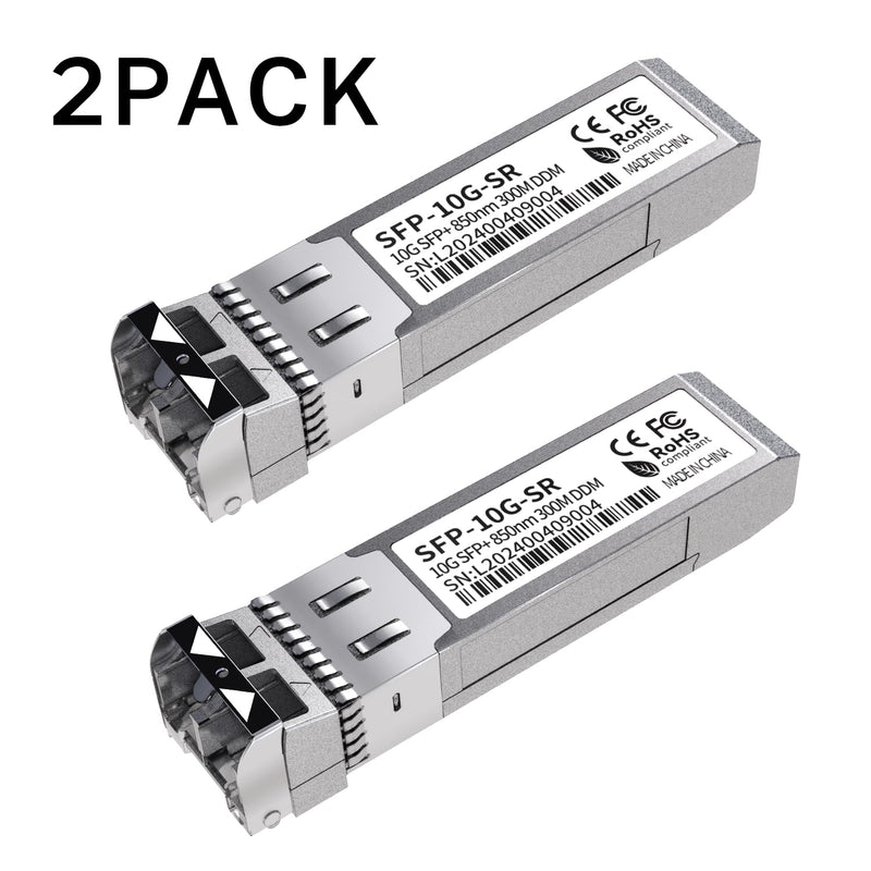 2Pack 10G SFP+ LC Module, 10GBase-SR Multi-Mode Ethernet Transceiver, 850nm MMF up to 400m – Compatible with Cisco, Meraki, Ubiquiti, Mikrotik, Netgear, HPE, TP-Link, Aruba and More 2PCS 10G SFP to LC Multi-Mode
