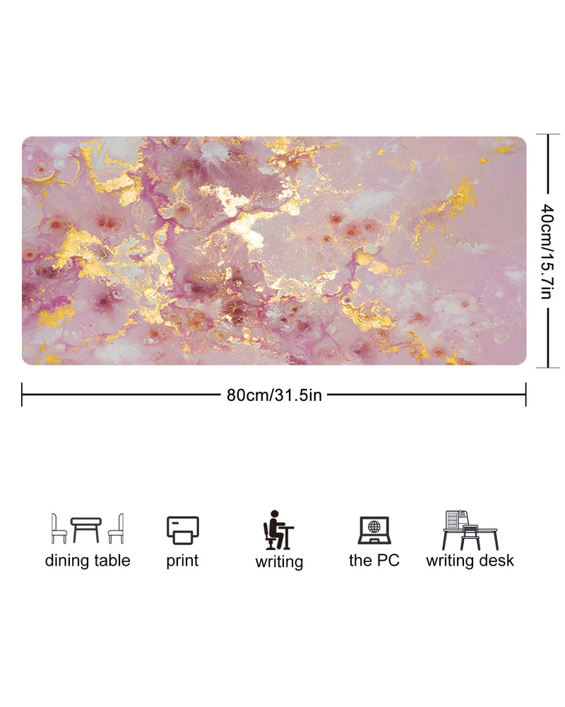 Loveon Rose Gold Large Mouse Pad,Cute Extended Gaming Desk Decor Pad,Office Desk Mat,PU Leather Waterproof Mousepad,Computer PC Laptop Pads for School Office Home and Game,31.5" x 15.7" -Golden Marble Rose Golden Marble