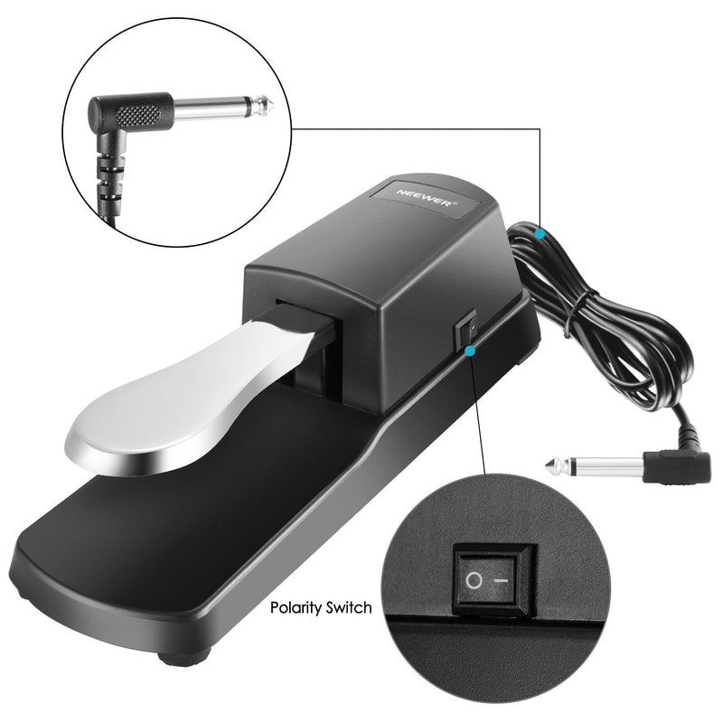 Neewer® Universal Piano-style Sustain Foot Pedal with Polarity Switch Design Compatible with Any Electronic Keyboard with 1/4 Input Jack Black