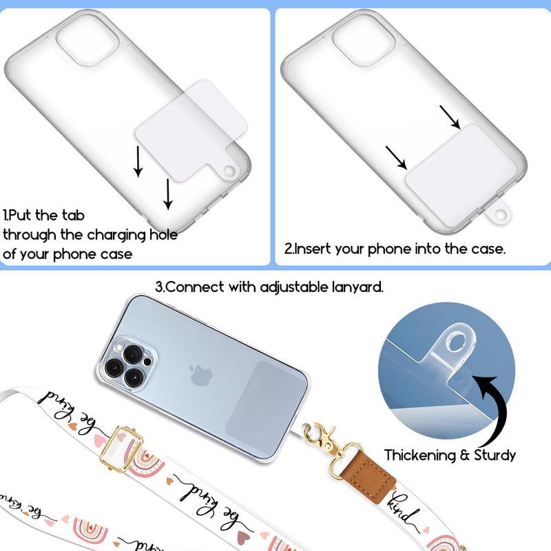 Phone Lanyard Wrist Strap Crossbody, Be Kind Cell Phone Lanyard for Around The Neck Wristlet Adjustable Phone Strap, Rainbow Cute Lanyard for Keys iPhone Case ID Badges Phone Accessories 0 Be Kind