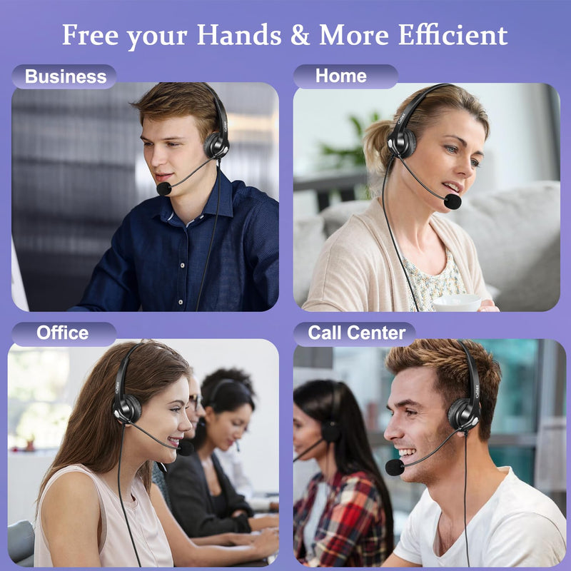 Callez RJ9 Phone Headset with Noise Cancelling Mic & Mute Switch, Corded Telephone Headset for Cisco 8851 8845 8841 8811 7965 7962 7945 7941 7841 7821 6941 6851 Plantronics M12 Office Landline Phones Black