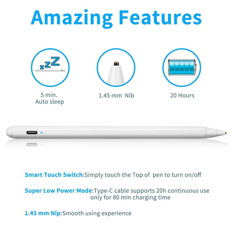 Active Stylus Pens for Lenovo Yoga C740-15.6" FHD Touch Pencil, EDIVIA Electronic Digital Pencil with 1.5mm Ultra Fine Tip Stylus Pens for Lenovo Yoga C740,Good at Drawing and Writing,White