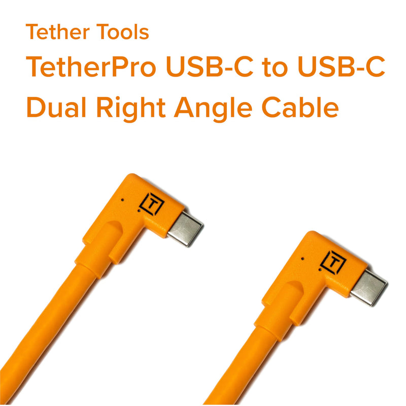 TetherPro USB-C to USB-C, 5Gbps Gen 1 | Right Angle to Right Angle | Fast Reliable Data Transfer | For Photographers & Digital Techs | 1-Year Cable Warranty