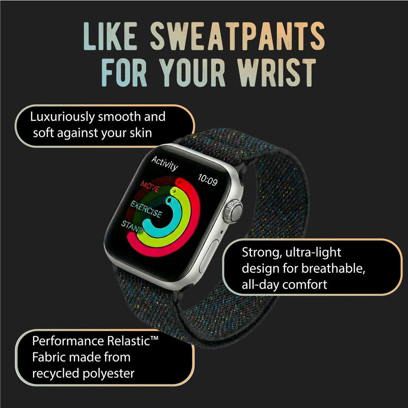 Braxley Bands for Apple Watches - Stretchy and Washable - Adjustable with Apple Watch Bands for Women & Men - Compatible with Apple Watch Series SE Ultra 9 8 7 6 5 4 3 2 1 Onyx 44mm / 45mm / 46mm / Ultra