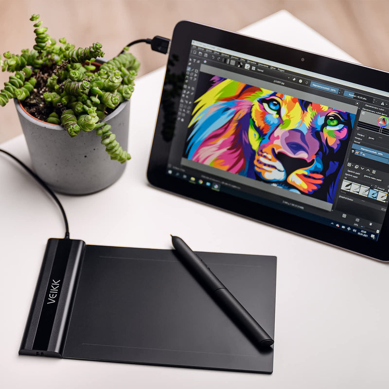 VEIKK S640 Graphics Drawing Tablet 6x4 Inch Ultra-thin Portable OSU Tablet with 8192 Levels Battery-free pen (For Drawing, Online class/E-learning and Web-conference)
