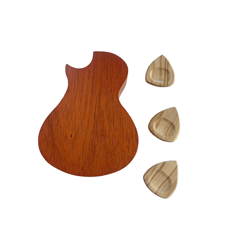 Engraved Guitar Pick Box For Dad, Guitar Shaped Guitar Pick Box, Personalized Wood Guitar Picks Box with 3 Pcs Guitar Picks Gift for Father's Day daddy