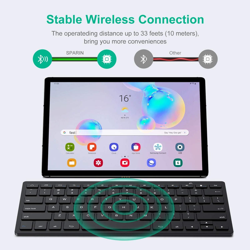 SPARIN Tablet Keyboard for Galaxy Tab S8 Ultra/S8 Plus/S8/S7 FE/Tab S7 Plus/Tab S7, Bluetooth Keyboard for Galaxy Tab A7 Lite/Tab A8/Tab A7 and Other Bluetooth Enabled Tablets and Phones, Black