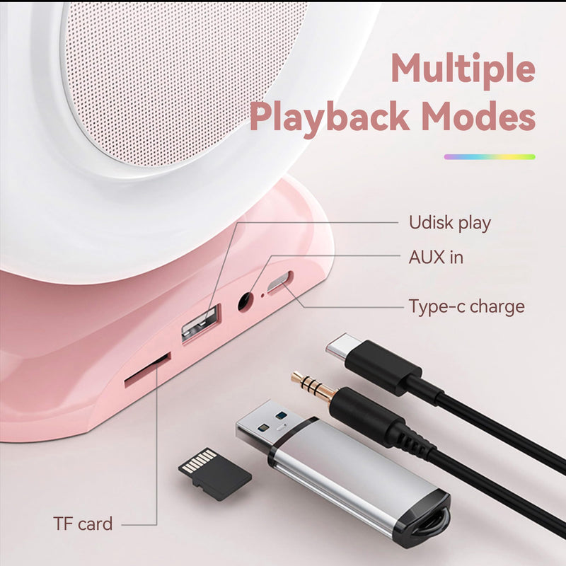 Adamantite Karaoke Machine for Kids and Adults, Conch Mini Portable Kids Microphone - Bluetooth Speaker with 2 Microphones, Home Party Karaoke Speaker, Birthday Gift (Pink)