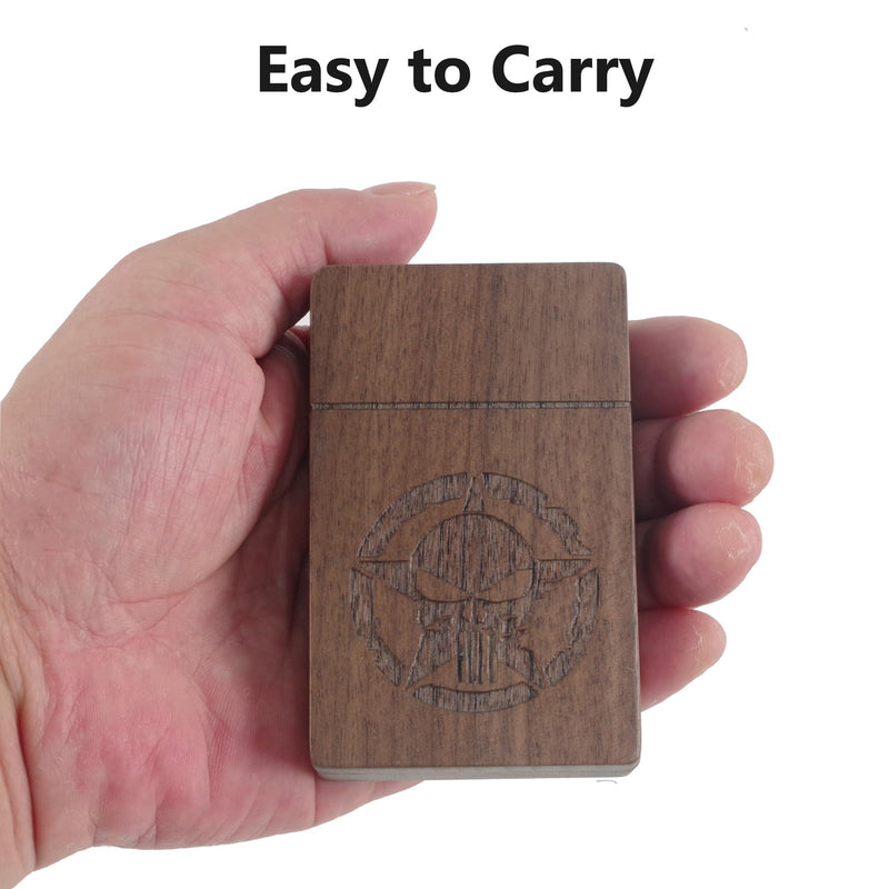 Rockhouse Wooden Guitar Pick Case Holder Storage Box Organizer with 3 Bonus Walnut Bass Picks for Guitar Players (Skull) Skull