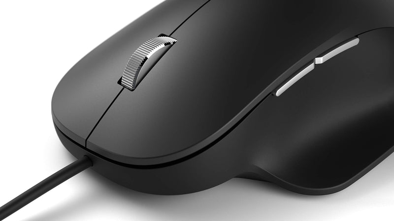 Microsoft Ergonomic Mouse Black - Comfortable Ergonomic Design and Thumb Rest. Wired USB Mouse with 2 Programmable Buttons, Works for PC/Laptop/Desktop
