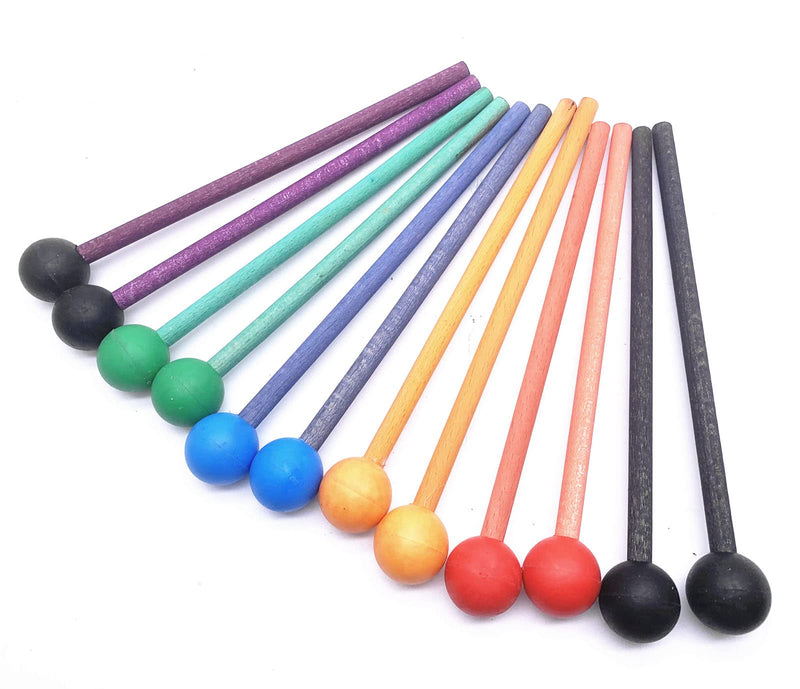 1 Pair 7.5 Inch Long Rubber Xylophone Mallets Tongue Drum Mallets Percussion Sticks Hammer with Wooden Handle Music Instrument Accessory (Blue) Blue