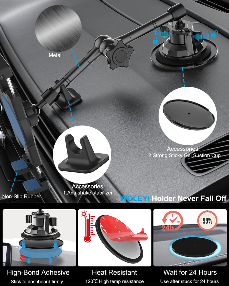 Metal Tablet Mount for Truck - Heavy Duty [Super Suction Cup] Tablet Truck Mount Dashboard Windshield for Car/Semi Truck/Pickup/Van/SUV/Commercial Vehicle for 4.7-13" iPad Pro Air Mini, iPhone, Galaxy