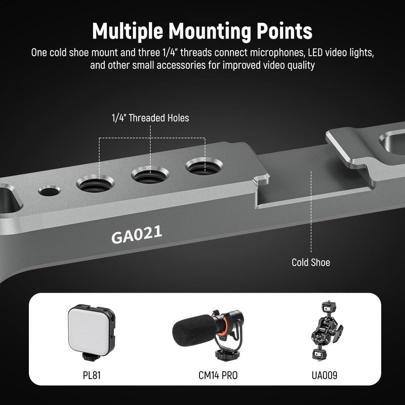 NEEWER NATO Monitor Mount for RS Gimbal, 360° Rotatable Field Monitor Holder with NATO Clamp, Cold Shoe, 1/4" Threads, Compatible with DJI RS4 RS4 PRO RS 3 RS 3 PRO RS 2 RSC 2 Ronin-S Ronin-SC, GA021