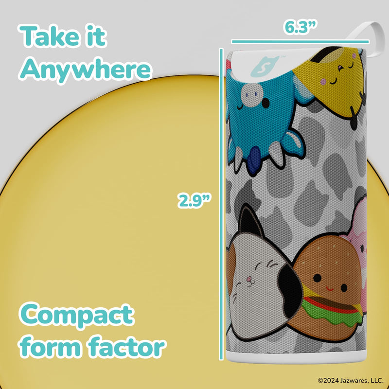 [AUSTRALIA] - Squishmallows Wireless Bluetooth Speaker - Splashproof Rechargeable Wireless Speaker With 3 Hours Playtime/SD Slot/FM Radio- Squishmallows Gifts for Girls, Boys, Women, Men and All Squish Squad Fans Black/White Multi 