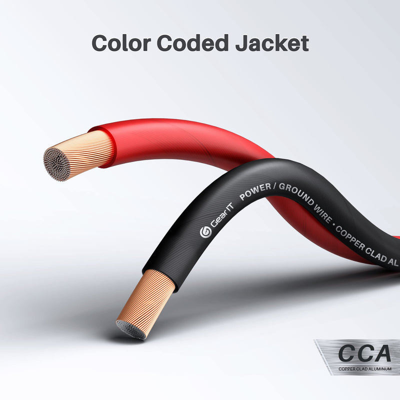 GearIT 16 Gauge Wire (50ft Each - Black/Red) Copper Clad Aluminum CCA - Primary Automotive Power/Ground for Battery Cable, Car Audio, Trailer Harness, Electrical - 100 Feet Total 16ga AWG Wire 16 Gauge (50ft Each - Black/Red)