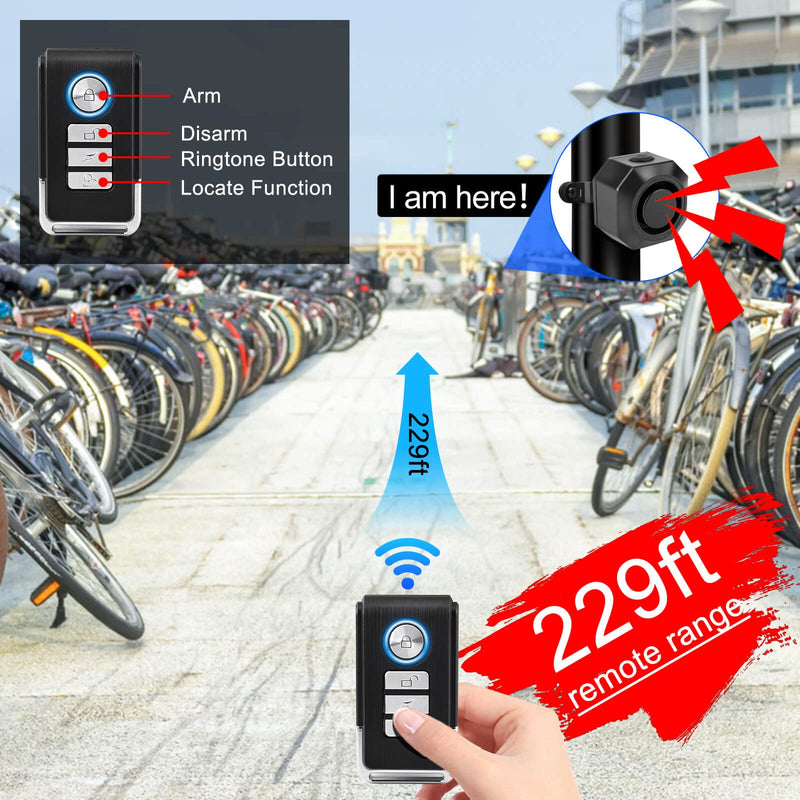 Bike Alarms for Ebikes Accessories, Electric Scooter Accessories, Car Alarm System with Motion Sensor, Wireless Antitheft Products, Waterproof Vibration Bike Alarms for Ebikes Bike Scooter Car 2 pack