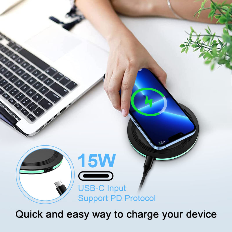 Wireless Charger Samsung Fast Charging Pad for Samsung Galaxy S24/S23 Ultra/S22/S21/Z Flip 5,15W Wireless Charging Station Charger Mat with QC Adapter for Google Pixel 7a 8 7Pro 6,iPhone 15 14 13 12 Wireless Charger with QC Adapter