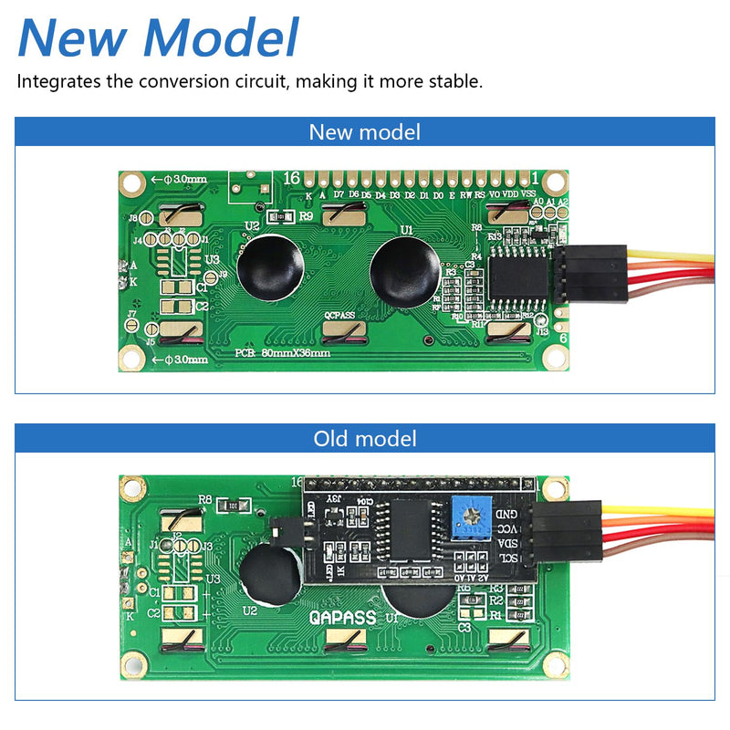FREENOVE I2C IIC LCD 1602 Module (2 Pack), New Type TWI Serial 16x2 Display, Compatible with Arduino Raspberry Pi Pico ESP32 ESP8266 I2C 1602 2 Pack