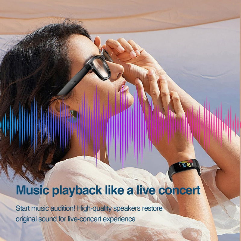 AI Smart Glasses With Camera,HD Photo & Video,Bluetooth Sunglasses Built-in Speakers,Wireless Music & Call Black