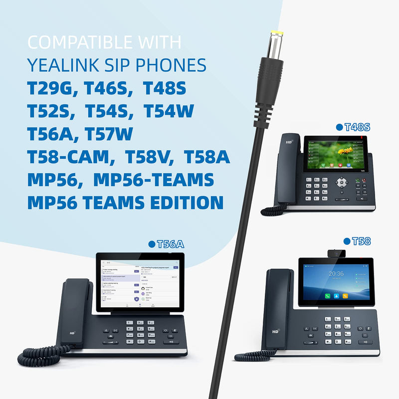 PS5V2000US Power Supply 5V AC/DC Adapter Compatible with Yealink T29G, T46S, T48S, T52S, T54S, T56A, T58V, T58A, MP56, T46G, for Yealink Phone Power Cord Yealink Power Adapter 1 Pcs
