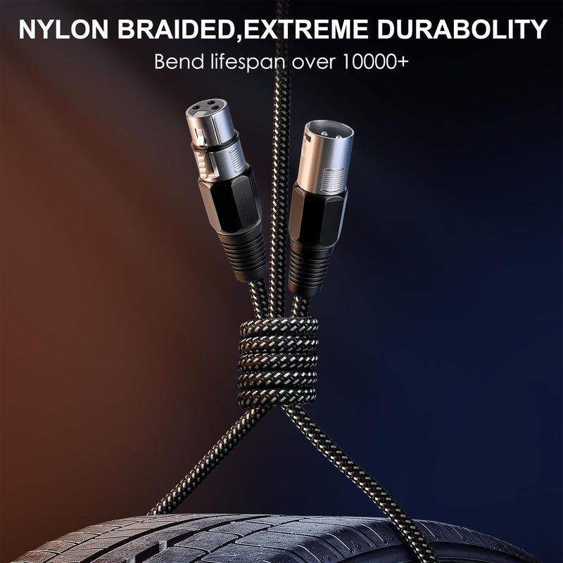 XLR Cable 6 FT/4 Pack, Microphone Cable 3 Pin Nylong Braided Balanced XLR Male to Female Heavy Duty Mic Patch Cords (Pure Copper Conductors) 6FT 4