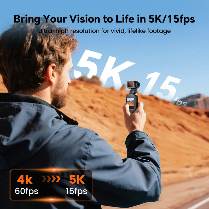 5K Body Camera with Audio, 270° Rotating Lens, External Mic, and EIS Stabilization – 4K/60FPS Z14 Vlogging Camera for Daily Recording and Personal Record (Black) Black