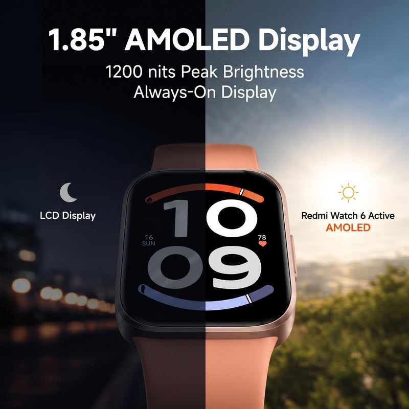 Redmi Watch 6 Active and lite Smart Watch AMOLED 18-Day Battery | Bluetooth calling, heart rate and SpO₂ recording, sleep tracking, IP68 water resistance, slim flat-edge design Orange