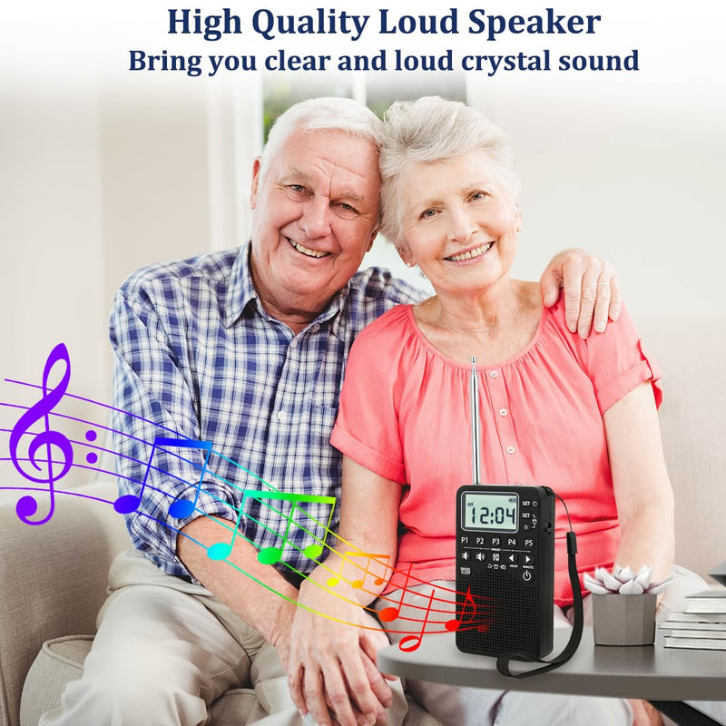 [AUSTRALIA] - AM FM Portable Pocket Radio, Battery Operated, Digital Tuning, Excellent Reception, Loud Speaker, Long Lasting, LCD Screen, Alarm Clock, Easy to use, Handheld Emergency Radio for Indoor & Outdoor 