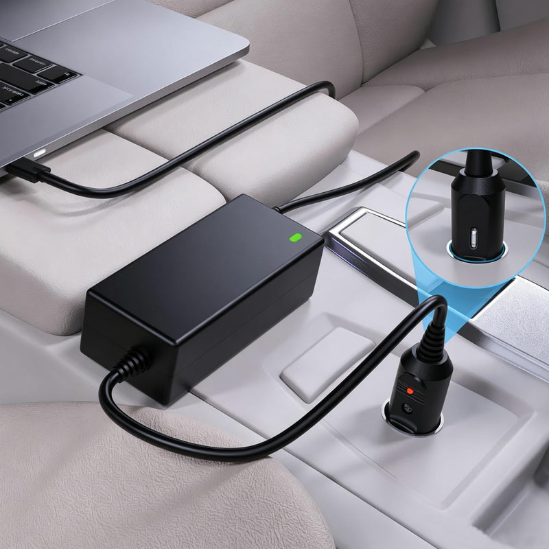 VHBW 90W USB-C Car Charger for Dell Latitude XPS Lenovo ThinkPad MacBook | 20V 4.5A 90W USB-C PD Car Charger With ETL Safety, Long Cable, Compatible With Laptop And USB-C Devices