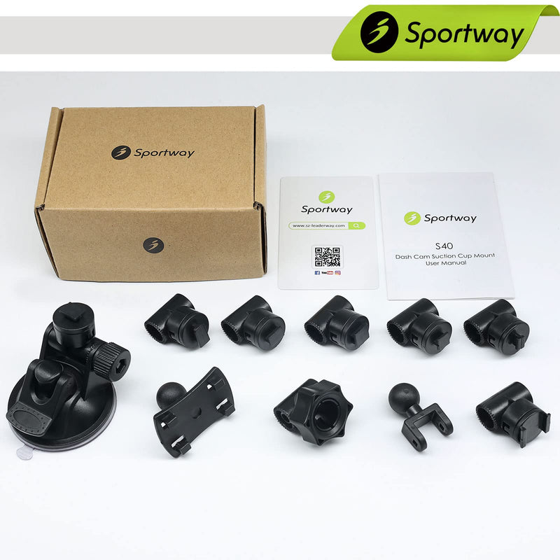 S40 Dash Cam Suction Mount (3rd Gen) with10pcs 360 Rotating Joints Compatible for Rexing, Old Shark, Yi, TOGUARD, Compark, Kingslim, Crosstour and Most Dash Cameras, DVR, GPS