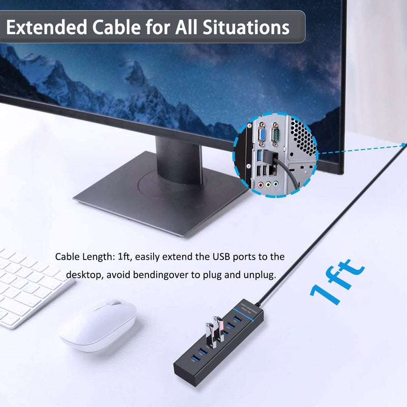 USB Hub 3.0, VIENON 7-Port USB Data Hub Splitter for Laptop, PC, MacBook, Mac Pro, Mac Mini, iMac, Surface Pro and More USB Devices Expand 7 USB