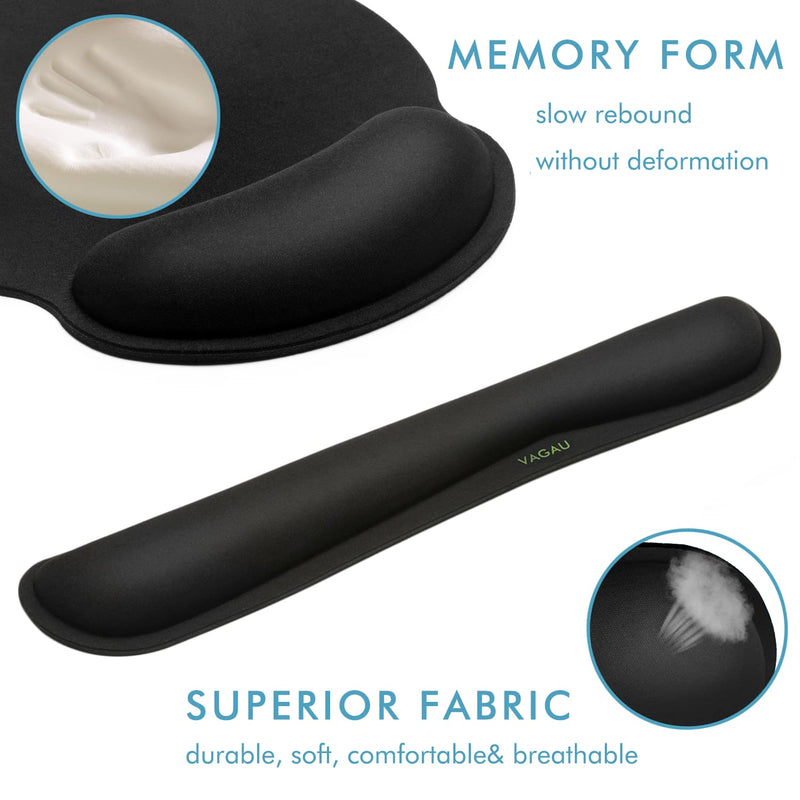 Comfy Mee Premium Memory Foam Keyboard and Mouse Wrist Rest Pads Set- for Comfortable Typing &Wrist Pain Relief (Pack of 2) Standard