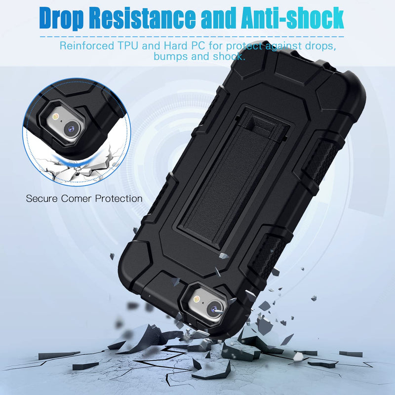iPod Touch 7th / 6th / 5th Generation Case Heavy Duty Shockproof Rugged Cover for Apple iPod Touch 7/6/5 Generation Case Black